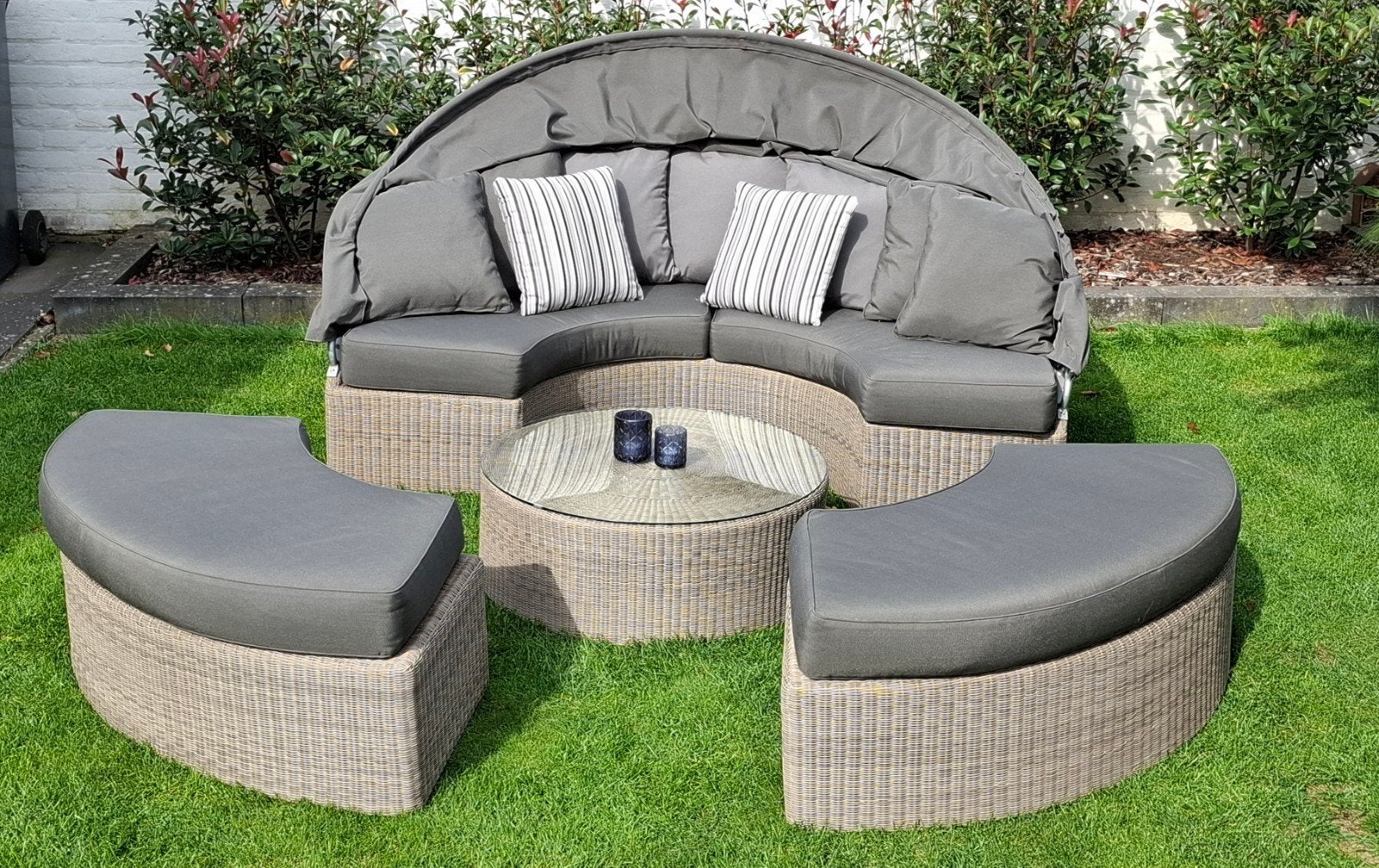loungebank, Ophalen, Gebruikt, Wicker, Loungeset