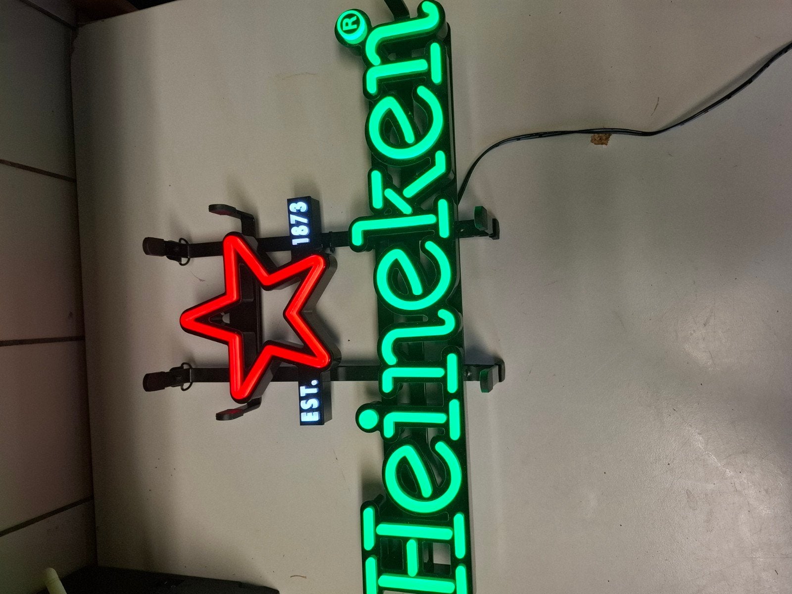 Heineken neon lichtreclame - EST. 1873 - mancave/bar, Ophalen, Gebruikt