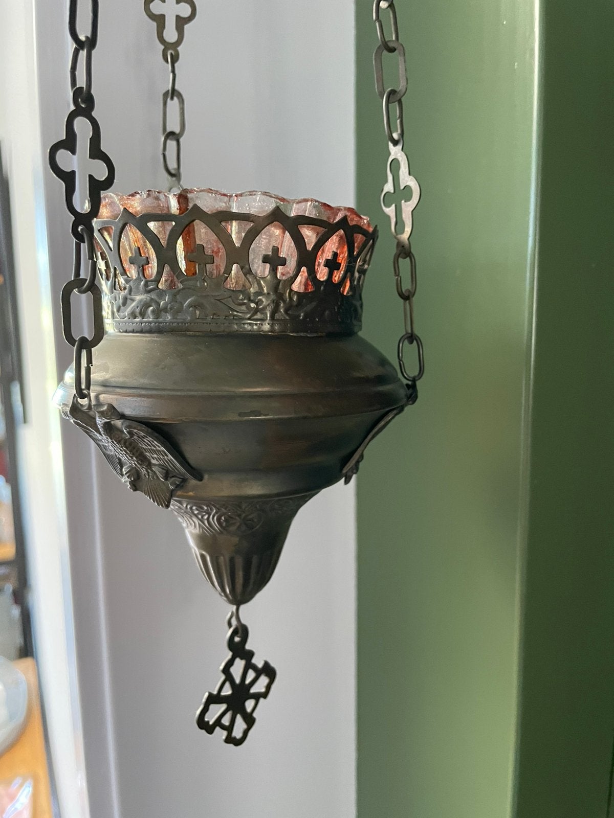 Antiek godslampje met muursteun, Antiek en Kunst, Ophalen