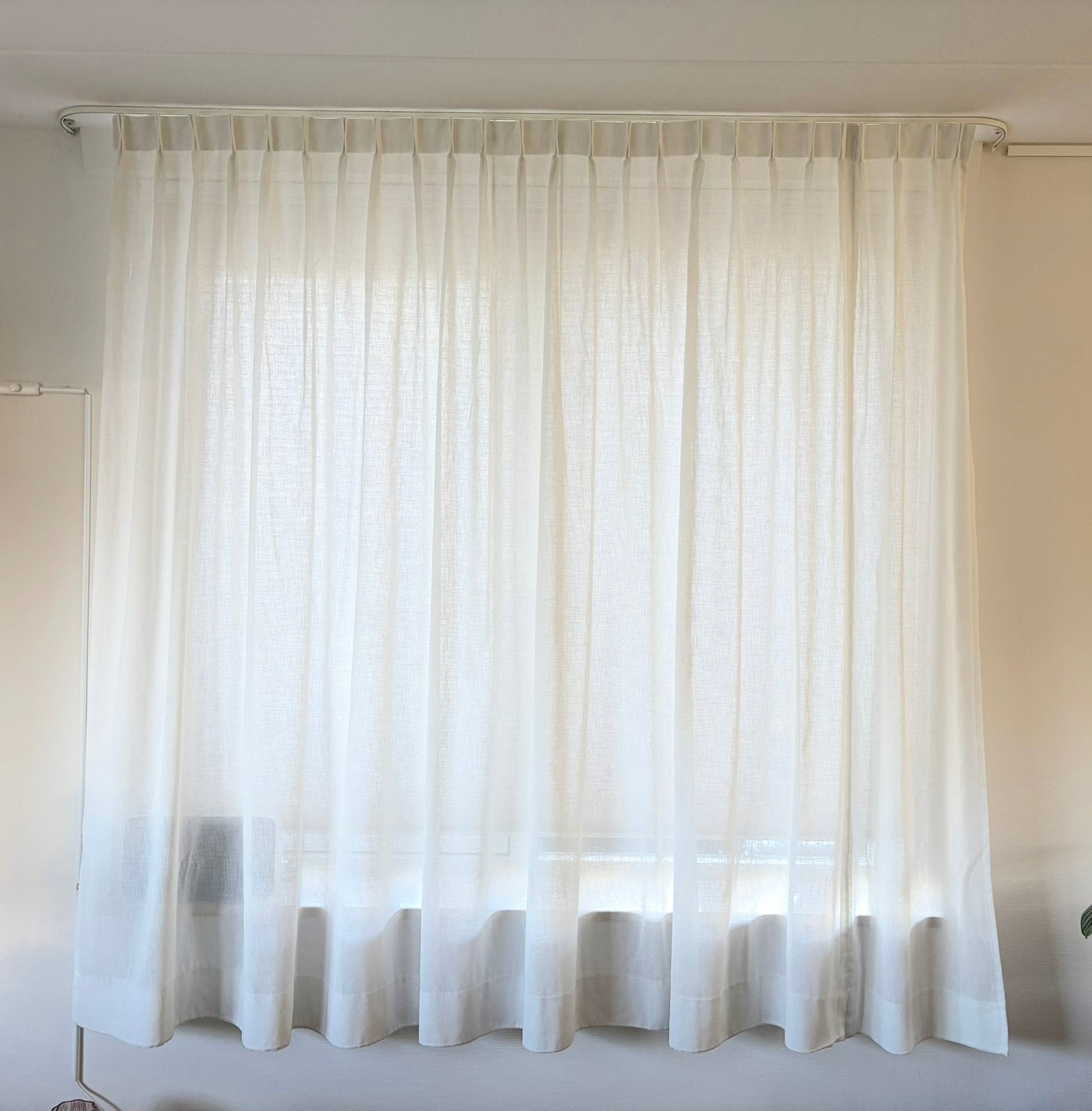 Twee In between gordijnen – Wit/Ecru – Complete set, Ophalen, Wit, Zo goed als nieuw, 215 cm