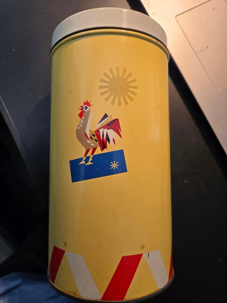 Vintage Coop beschuitbus  H21 Ø11cm, Verzamelen, Blikken, Ophalen, Gebruikt, Beschuit, Overige merken