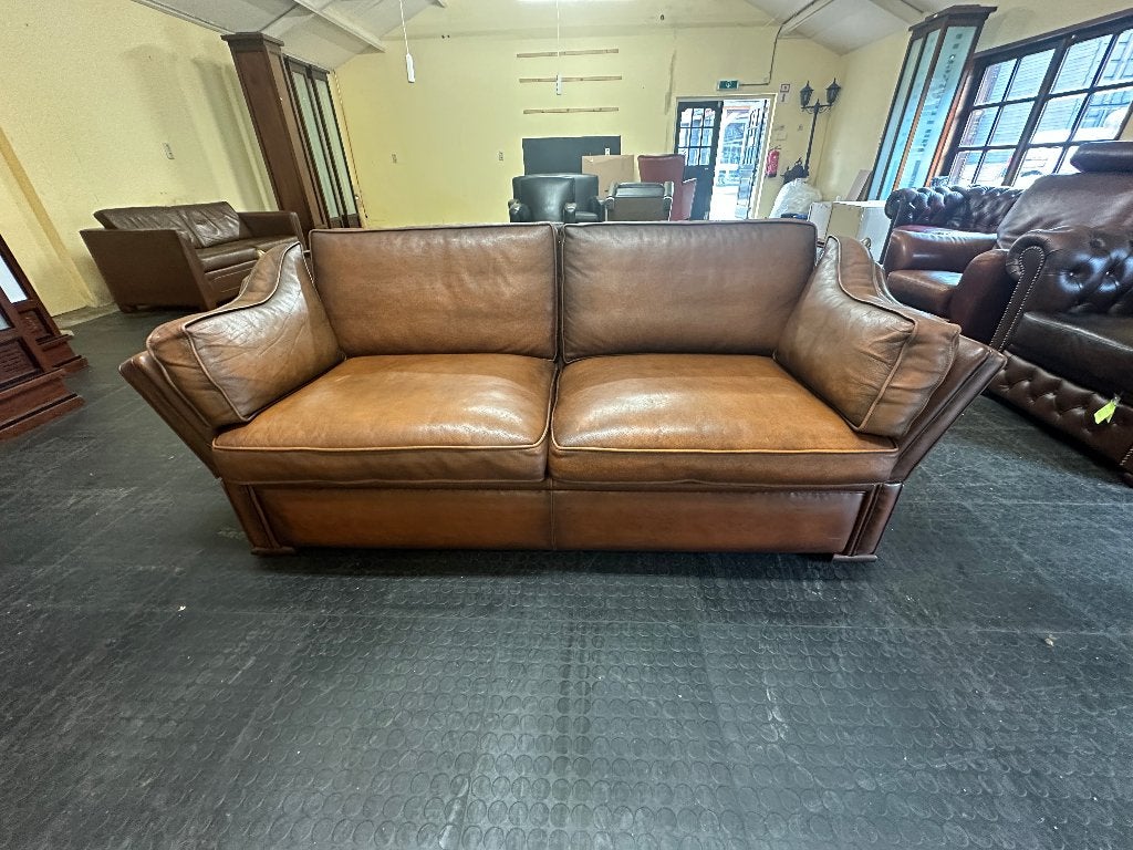 Kasteelbank 2.5 zits van Muylaart. Rundleder., Ophalen, Klassiek, Tweepersoons, 75 tot 100 cm