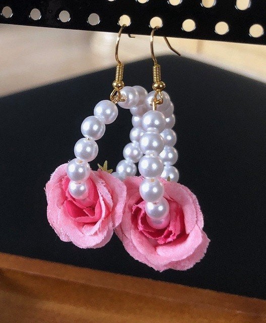 Oorbellen hanger bloem - handmade - victorian vintage parels, Overige materialen, Hangers, Verzenden, Nieuw