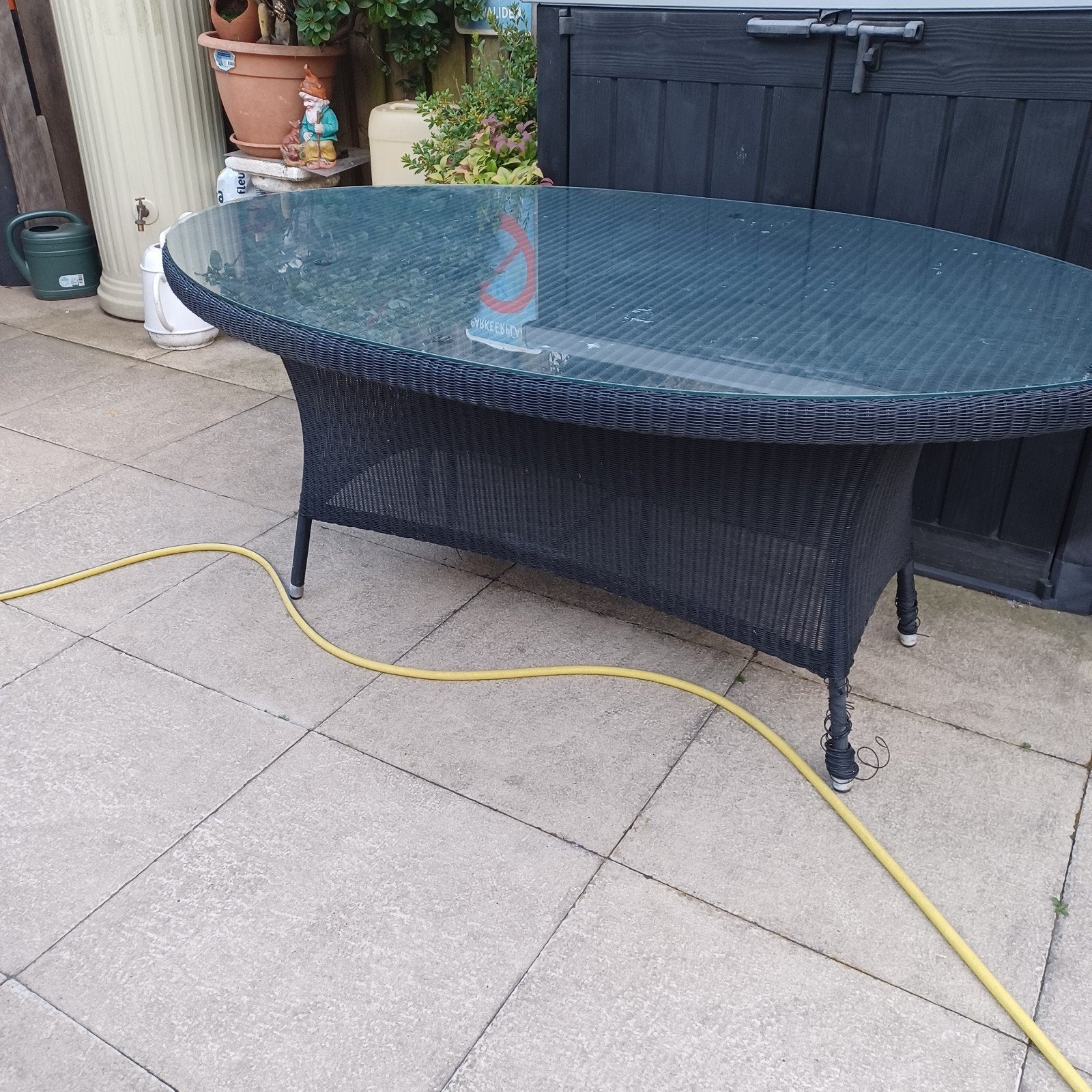 tuintafel  ovaal,zwart,wicker 30€, Ophalen, Rechthoekig, Wicker