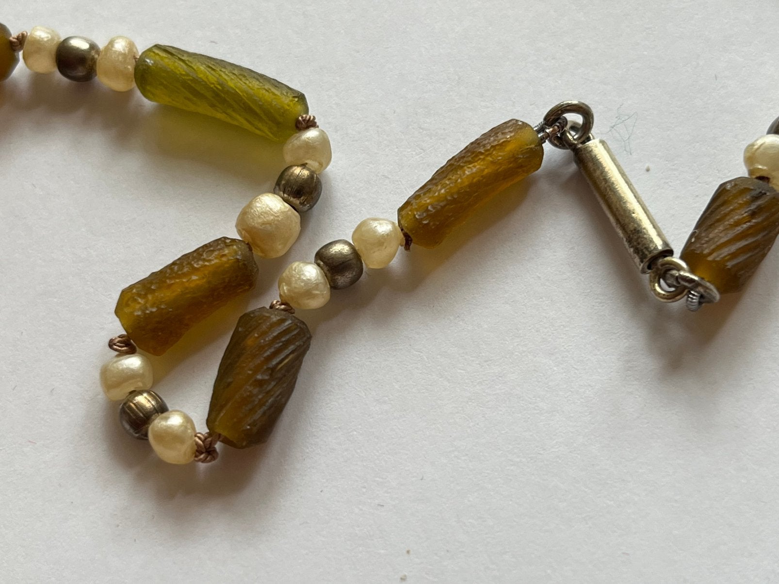 Ketting antiek Romeinse kralen parel zilver, Sieraden, Tassen en Uiterlijk, Ophalen of Verzenden, Zilver