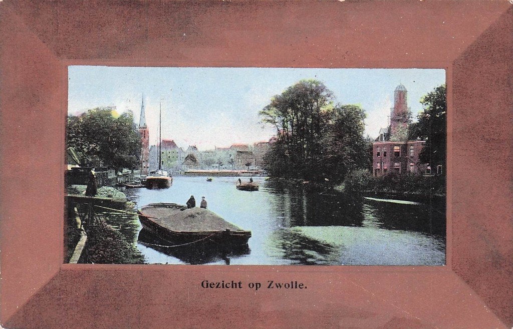 Zwolle - Gezicht op Zwolle (vensterkaart) gel. 1908, Ophalen of Verzenden, Voor 1920, Gelopen, Overijssel
