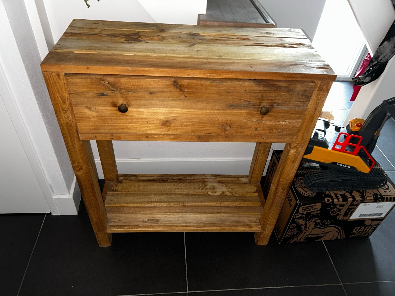 Kastje van gerecycled eikenhout met lade, Huis en Inrichting, Ophalen, Gebruikt, 1 of 2 laden, Eikenhout