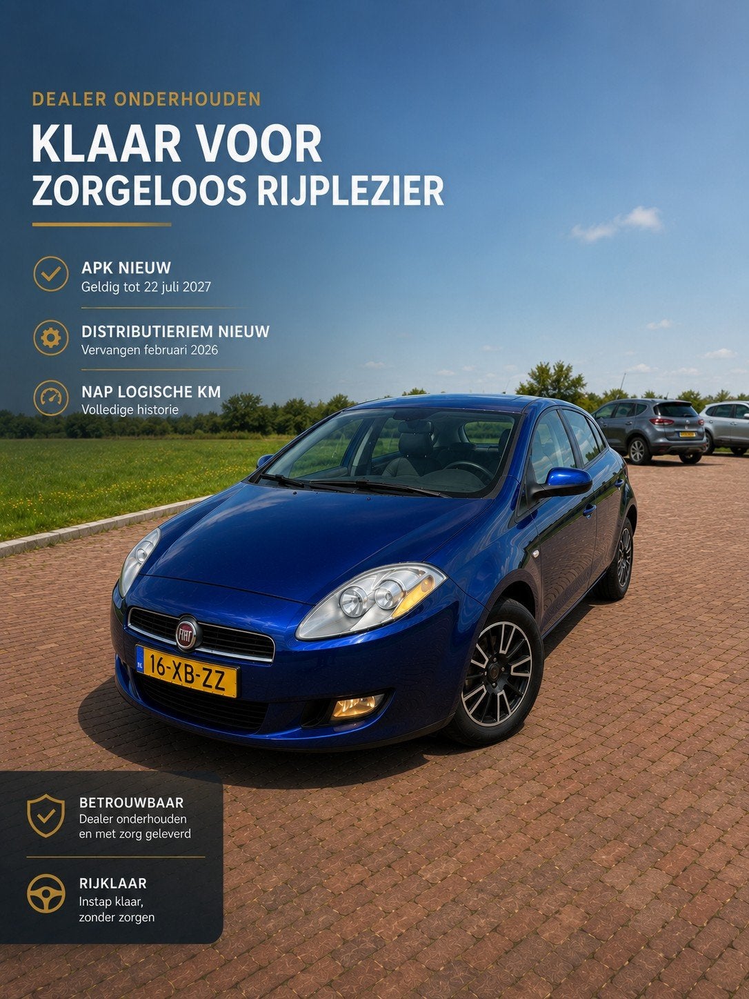 Fiat Bravo 1.4 Dynamic – AIRCO + NIEUWE APK, Auto's, Fiat, Zwart, 4 cilinders, Blauw, Origineel Nederlands