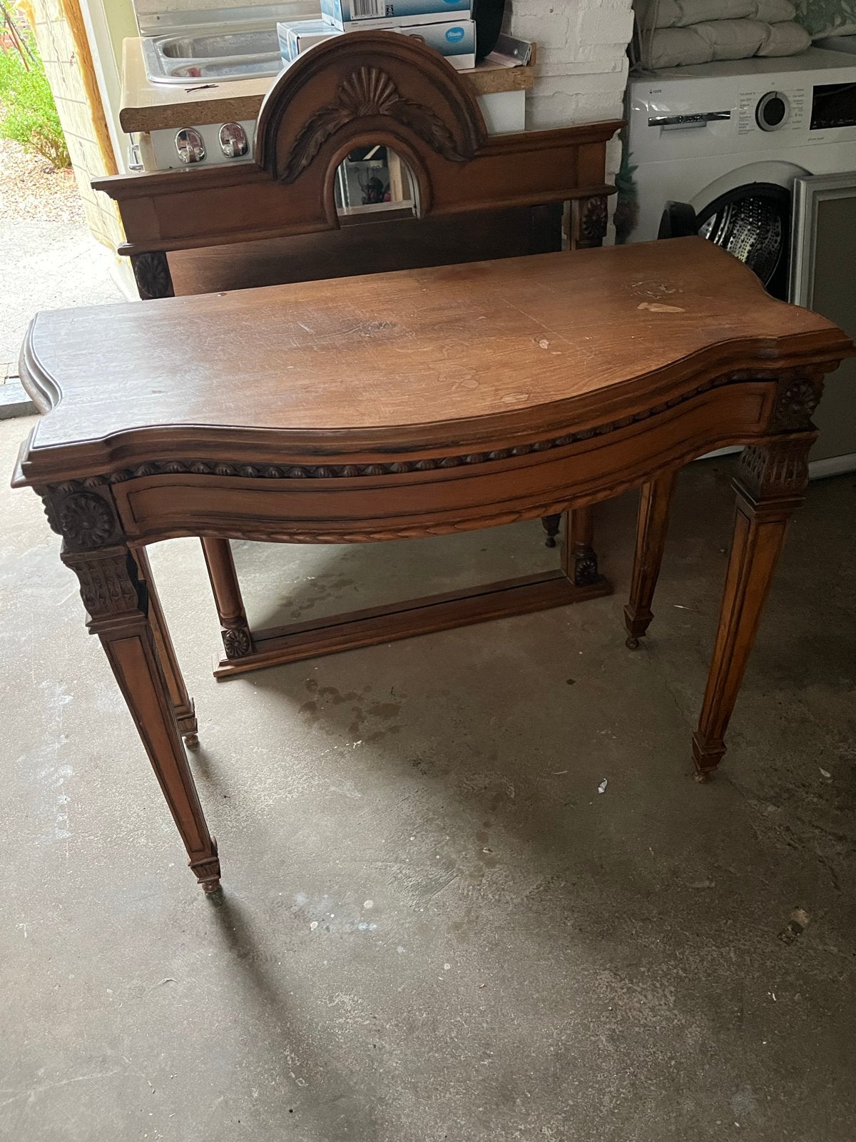 Vintage houten kaptafel met spiegel - opknapper, Ophalen
