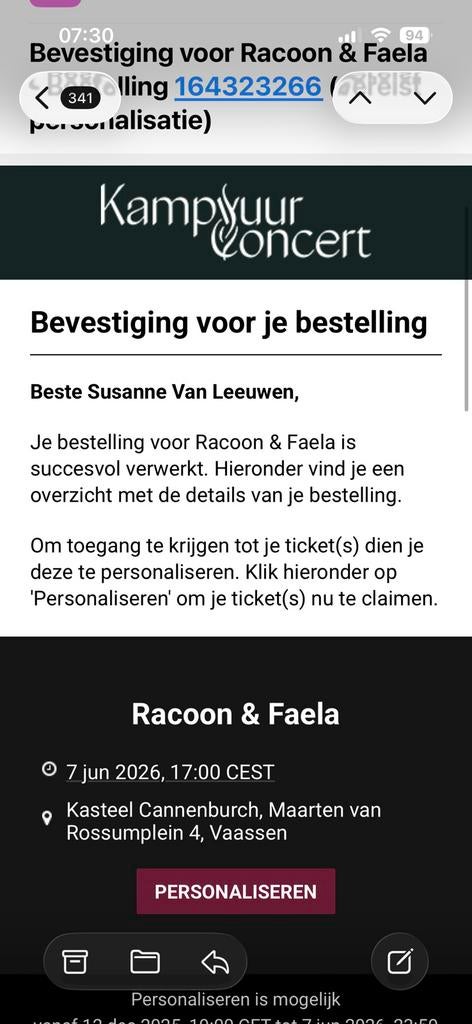 Racoon kampvuurconcert 2 kaartjes, Twee personen