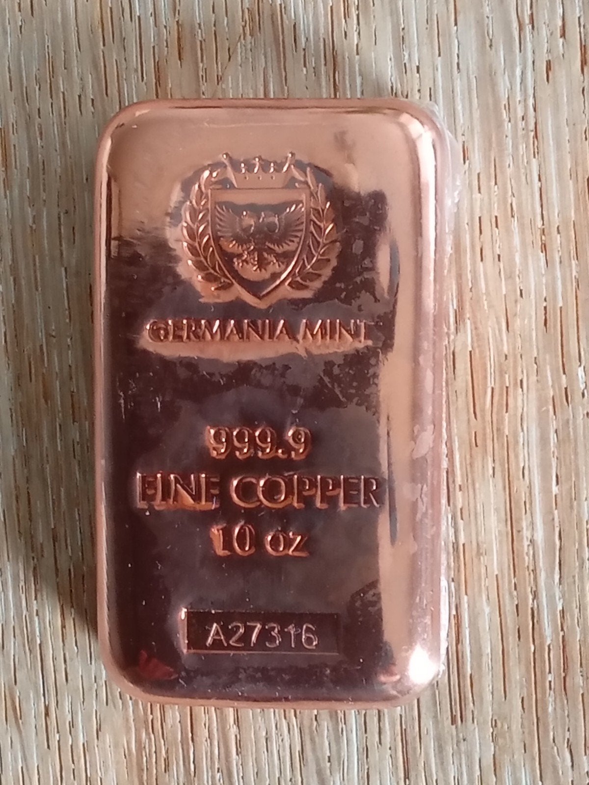 10 Oz 999 Koperbaar met hologram en omdoos, Verzenden, Koper