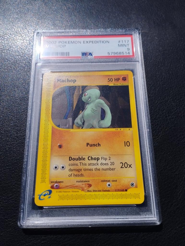 Machop Pokemon kaart Expedition base set PSA9 NM, Ophalen of Verzenden, Zo goed als nieuw