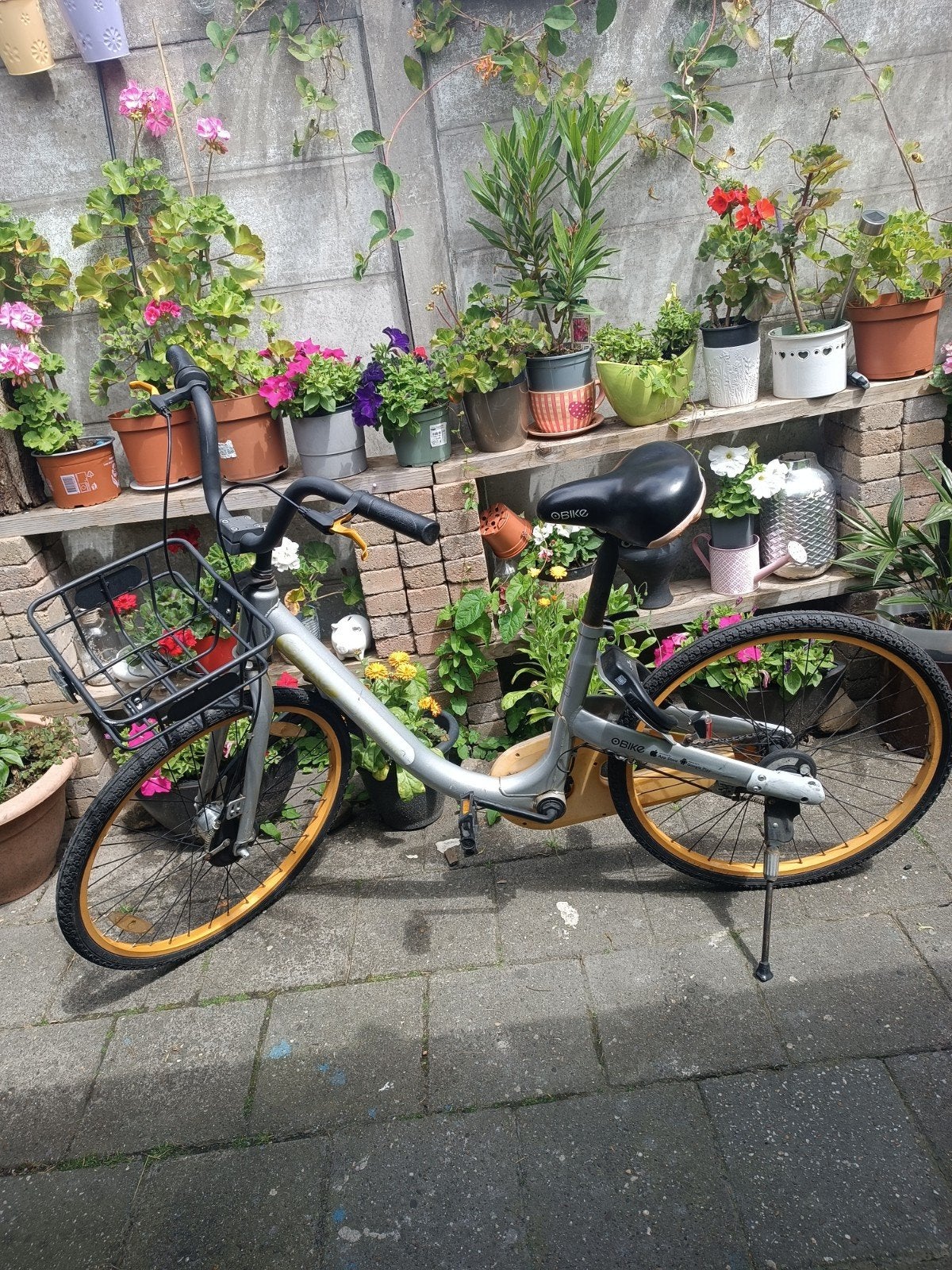 OBike deelfiets met mandje - Gebruikt, Fietsen en Brommers, Velgrem, 50 tot 53 cm, Ophalen, Overige merken