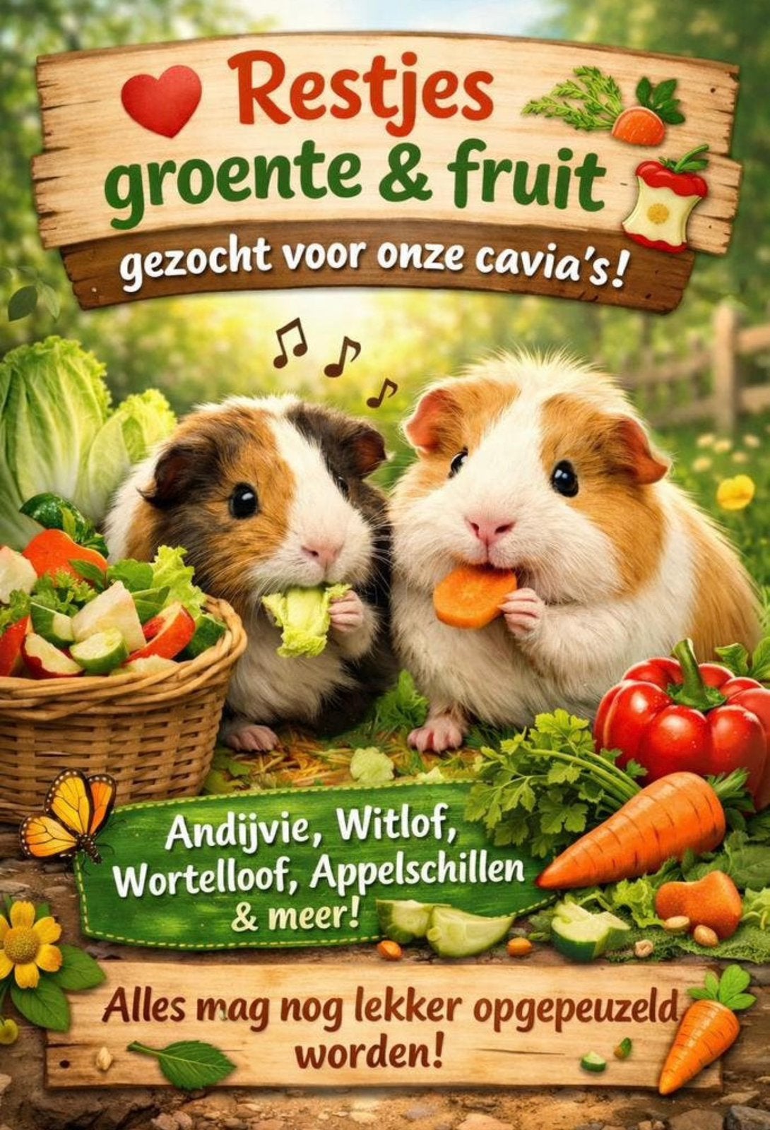 Groente en fruit (overblijfsel) voor de cavia’s gezocht, Ophalen, Knaagdier of Konijn