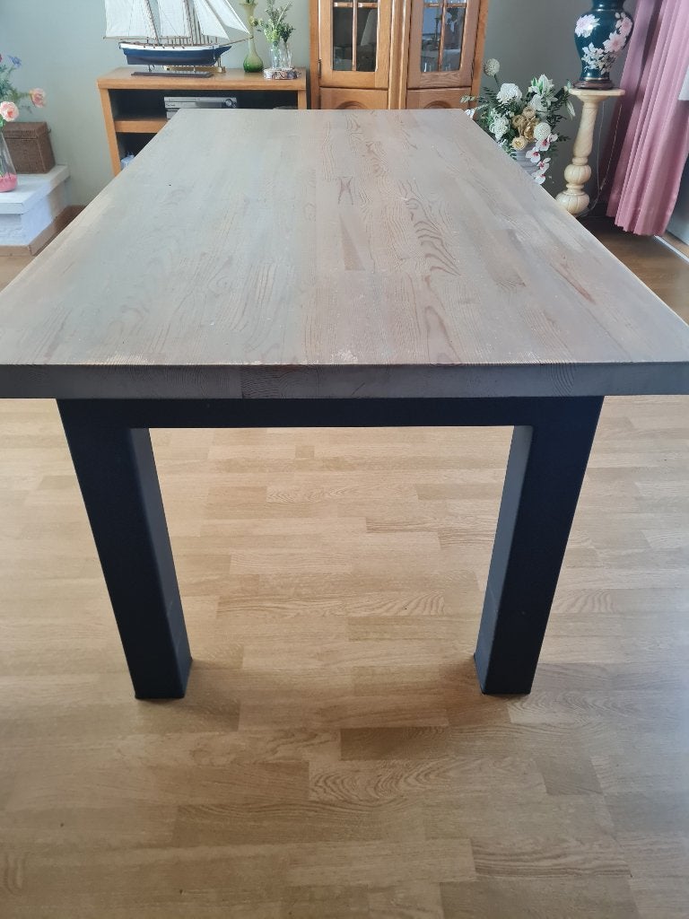 2 m lange eettafel met metalen onderstel, Ophalen, Heikant 21 Kaatsheuvel, Belle Vieille Brocante, 200 cm of meer