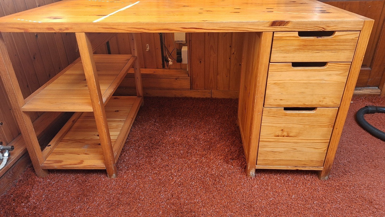 massief grenen bureau opknapper 3 laden, Ophalen, Gebruikt, Hout, Met lades