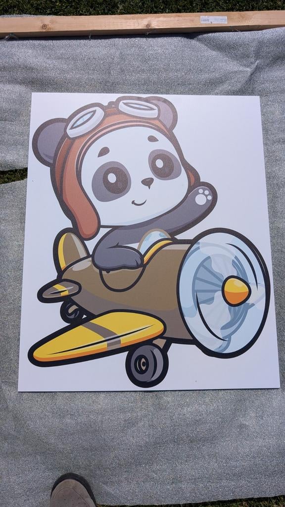 Geboortebord Panda Vliegtuig 65x80cm, Ophalen of Verzenden, Nieuw, Geboortebord