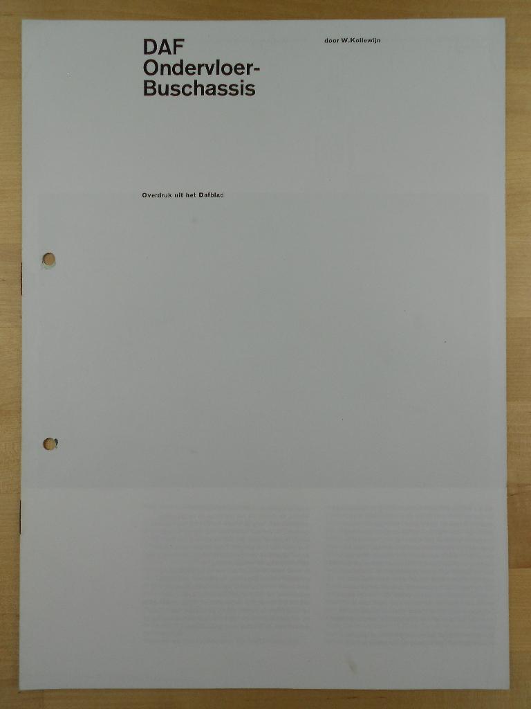 DAF Ondervloer Bus Chassis Brochure 1964 MB200 MB200T, Ophalen of Verzenden, Zo goed als nieuw, Overige merken, DAF