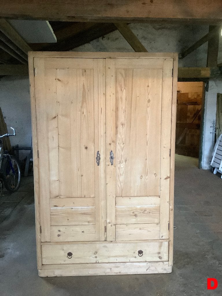 D: Diverse Grenen 2-deurs Garderobe-kasten / kledingkasten, Gebruikt, 100 tot 150 cm, 50 tot 75 cm, Ophalen