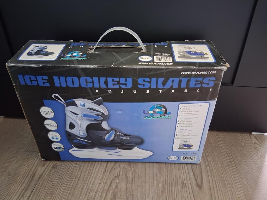 Nijdam zwart blauwe verstelbare schaatsen maat 34-37, Sport en Fitness, Schaatsen, Ophalen of Verzenden, IJshockeyschaatsen, Nijdam