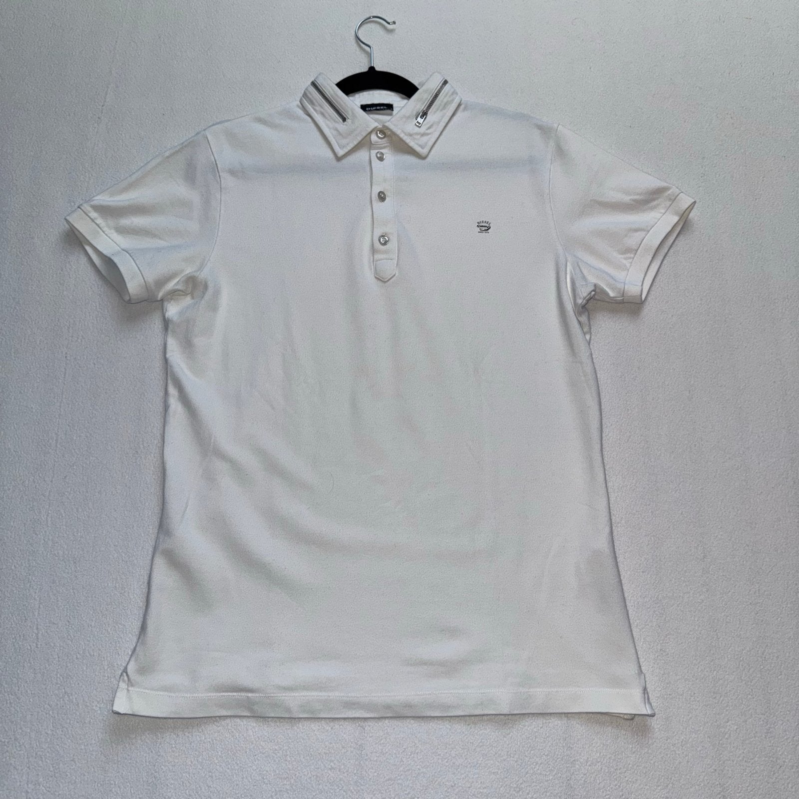 Witte Diesel Polo met Ritskraag - Maat M, Kleding | Heren, T-shirts, Ophalen of Verzenden, Zo goed als nieuw, Maat 48/50 (M), Wit
