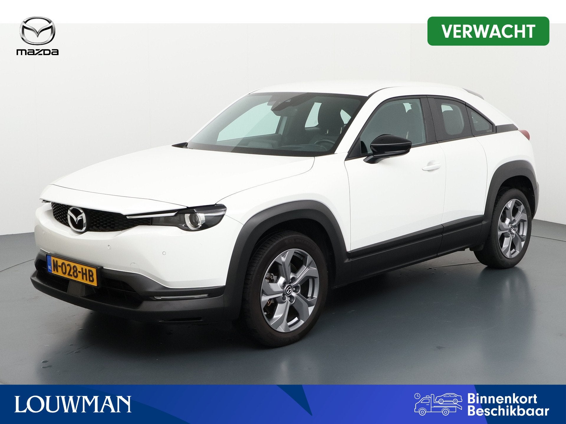 Mazda MX-30 e-SkyActiv 145 Comfort 36 kWh Onderweg-naar-deal, Auto's, Mazda, Gebruikt, 35 kWh, Wit, Origineel Nederlands