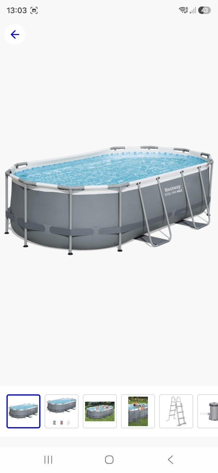 Bestway Ovaal Zwembad 427x250x100 cm met Zandfilter, Tuin en Terras, Zwembaden, 200 tot 300 cm, Rechthoekig, Ophalen, 120 cm of meer