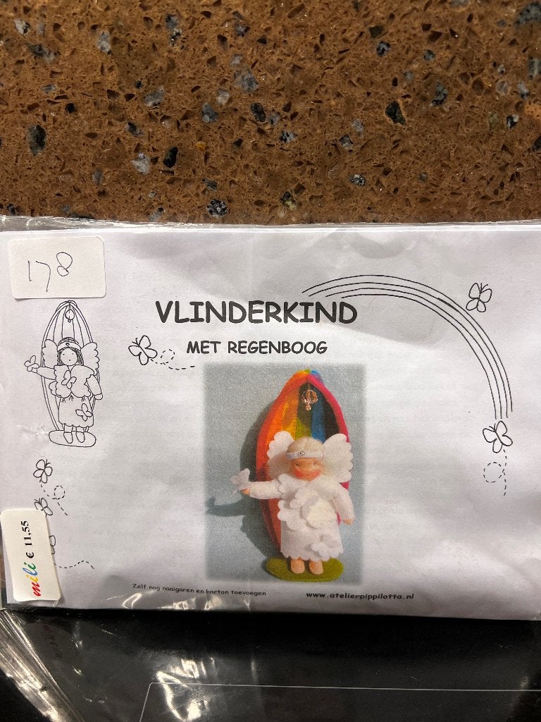 Vlinderkind, viltpakket, Hobby en Vrije tijd, Ophalen of Verzenden, Nieuw, Figuurtje(s), Wolvilt