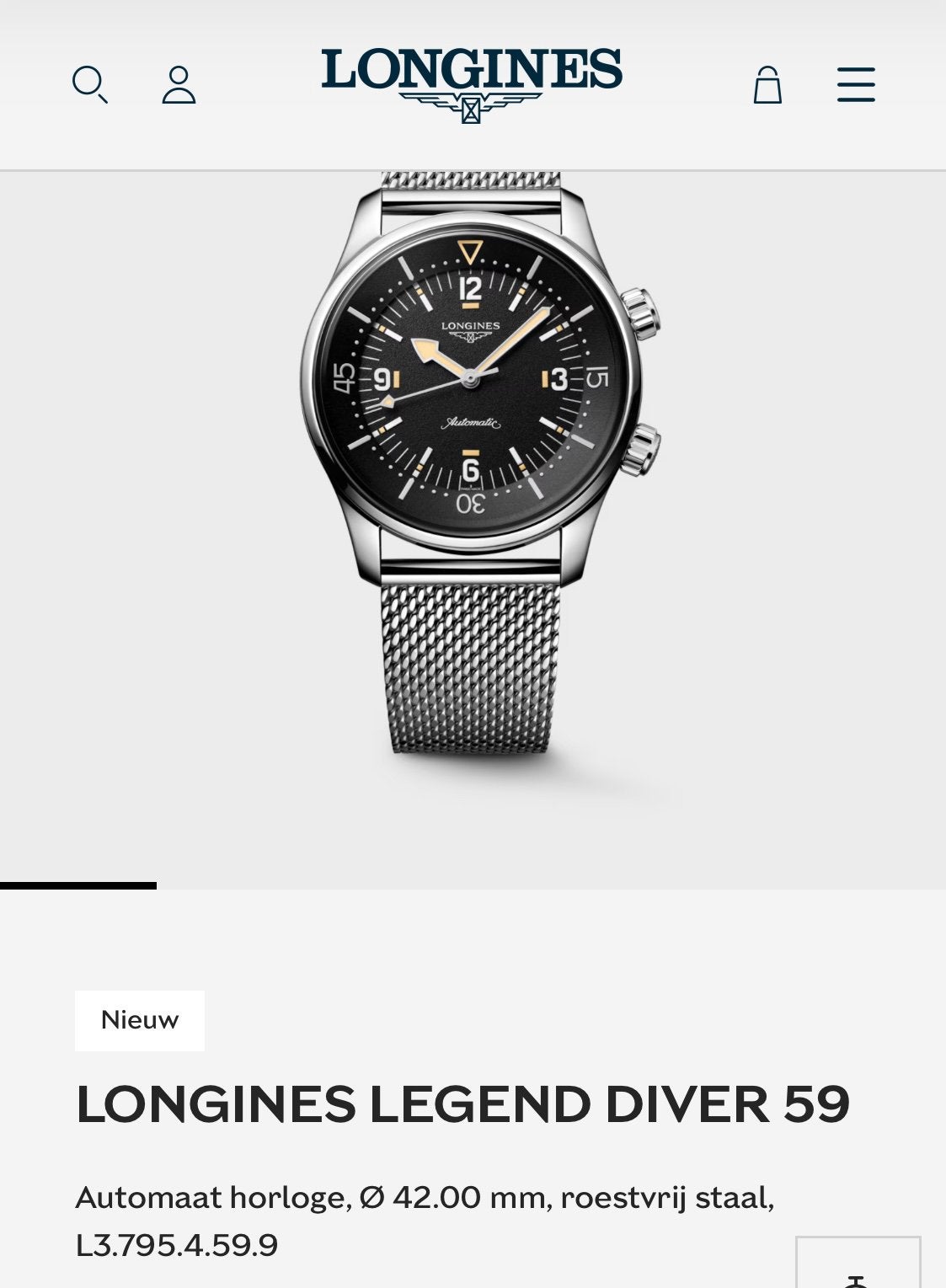 42mm Longines Legend Diver - stalen band, Staal, Gebruikt, Staal, Polshorloge