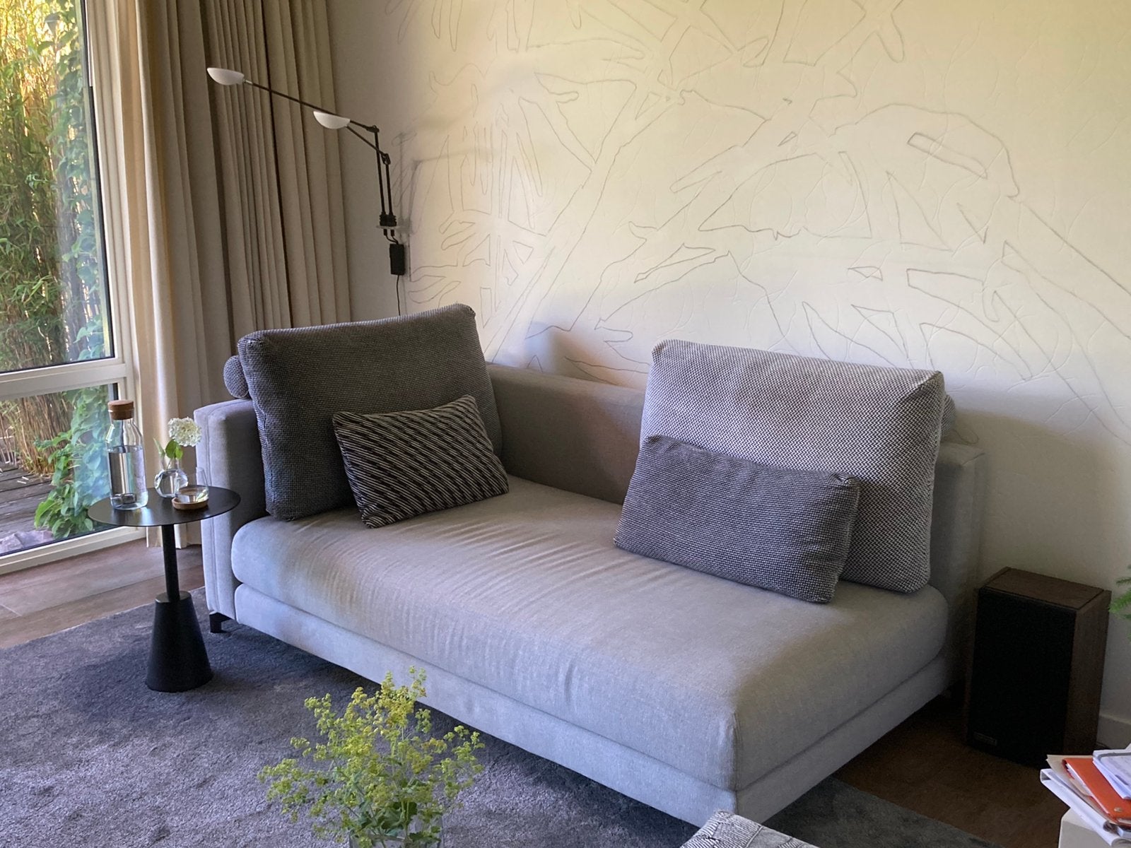 Rolf Benz Nuvola 3-zits combi lounge grijs- zwart- wit, Ophalen, Driepersoons, 75 tot 100 cm, Zo goed als nieuw