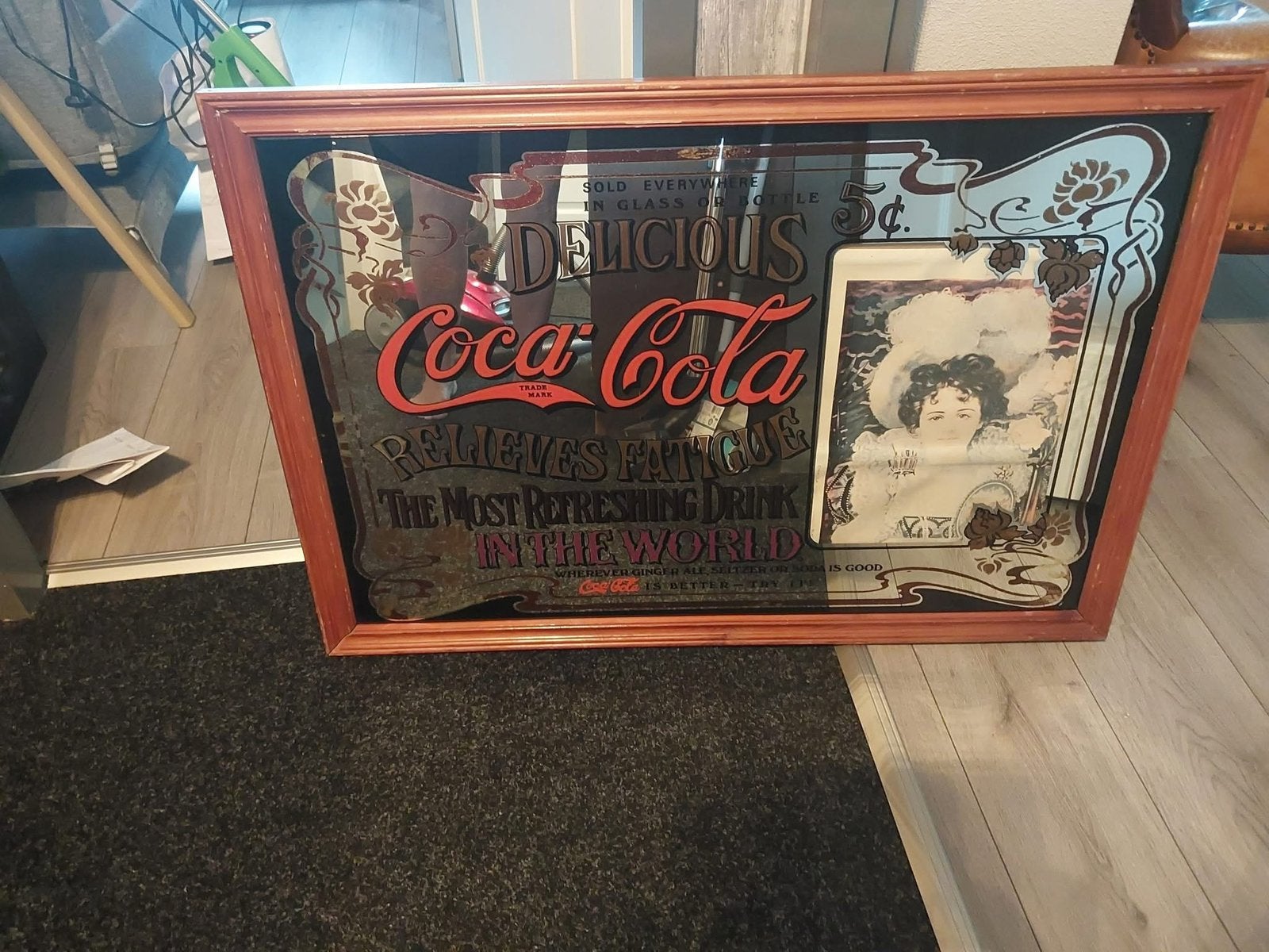 Orginele cocacola spiegel, Ophalen of Verzenden, Rechthoekig, 100 tot 150 cm, Minder dan 100 cm