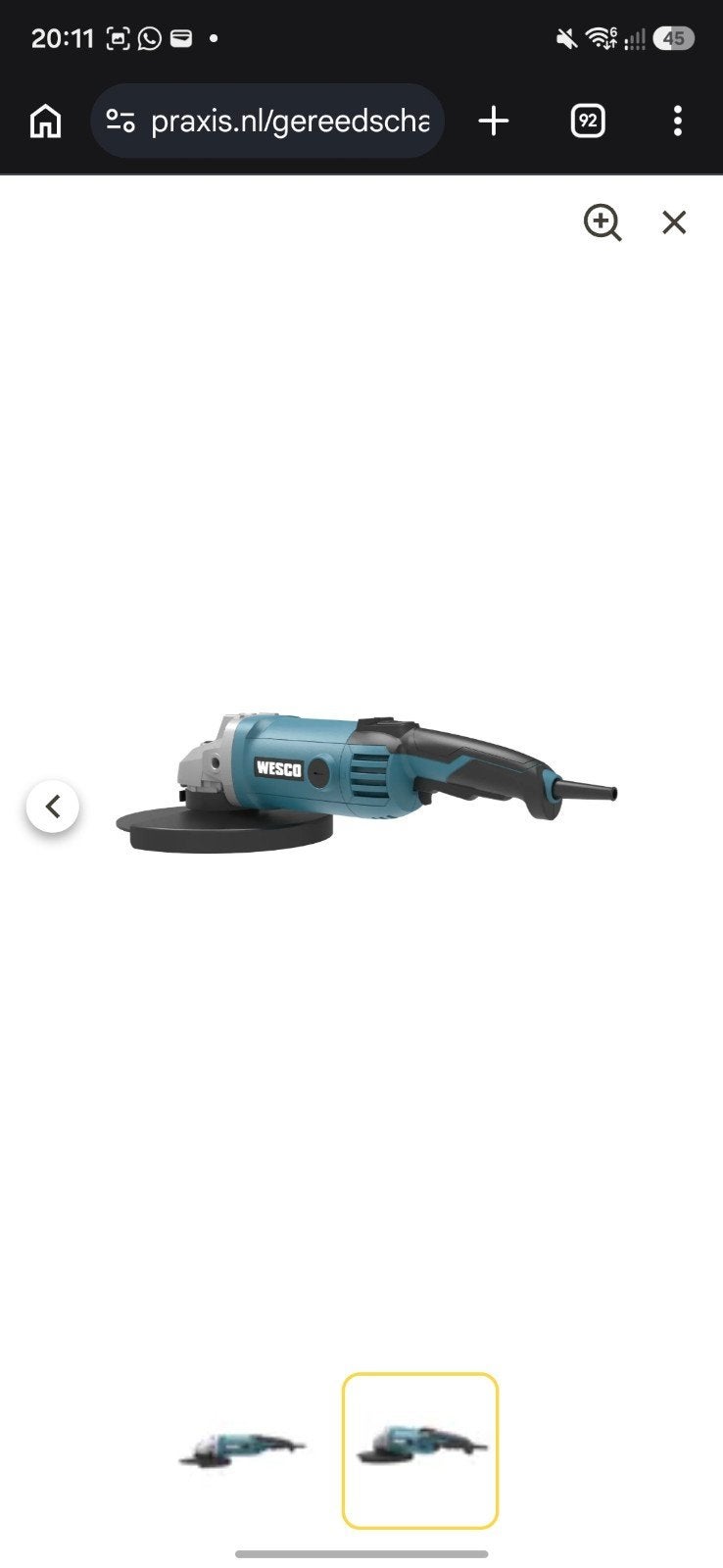 Wesco Haakse slijper WS4715 - 2000W 230 mm, Ophalen of Verzenden