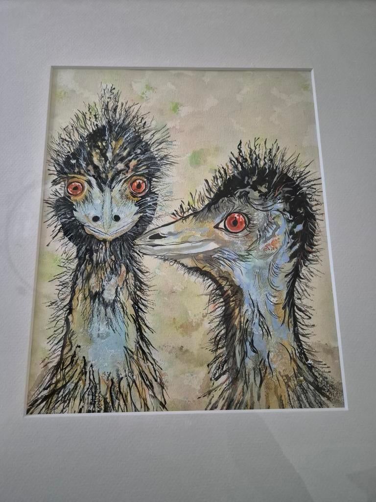 Schilderijtje met twee Emoes, Ophalen