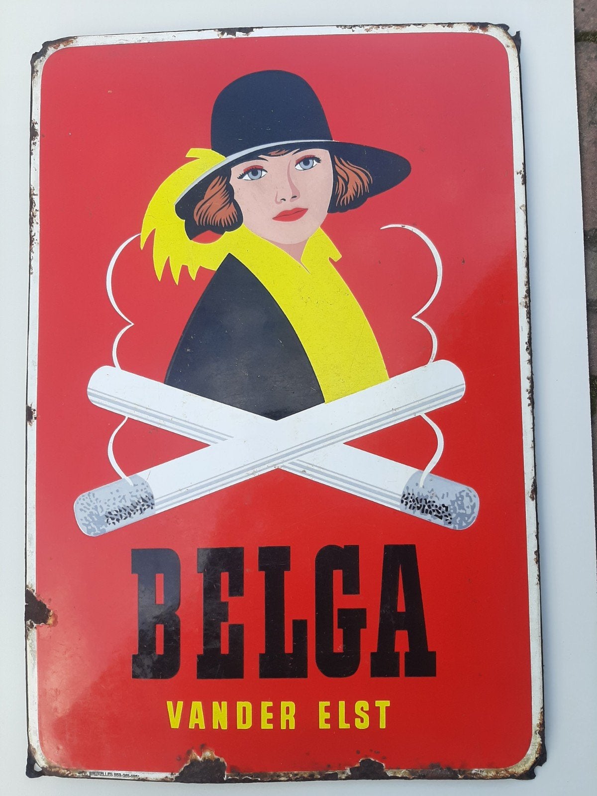 Oud emaille reclamebord Belga vander Elst, Ophalen of Verzenden, Gebruikt, Reclamebord