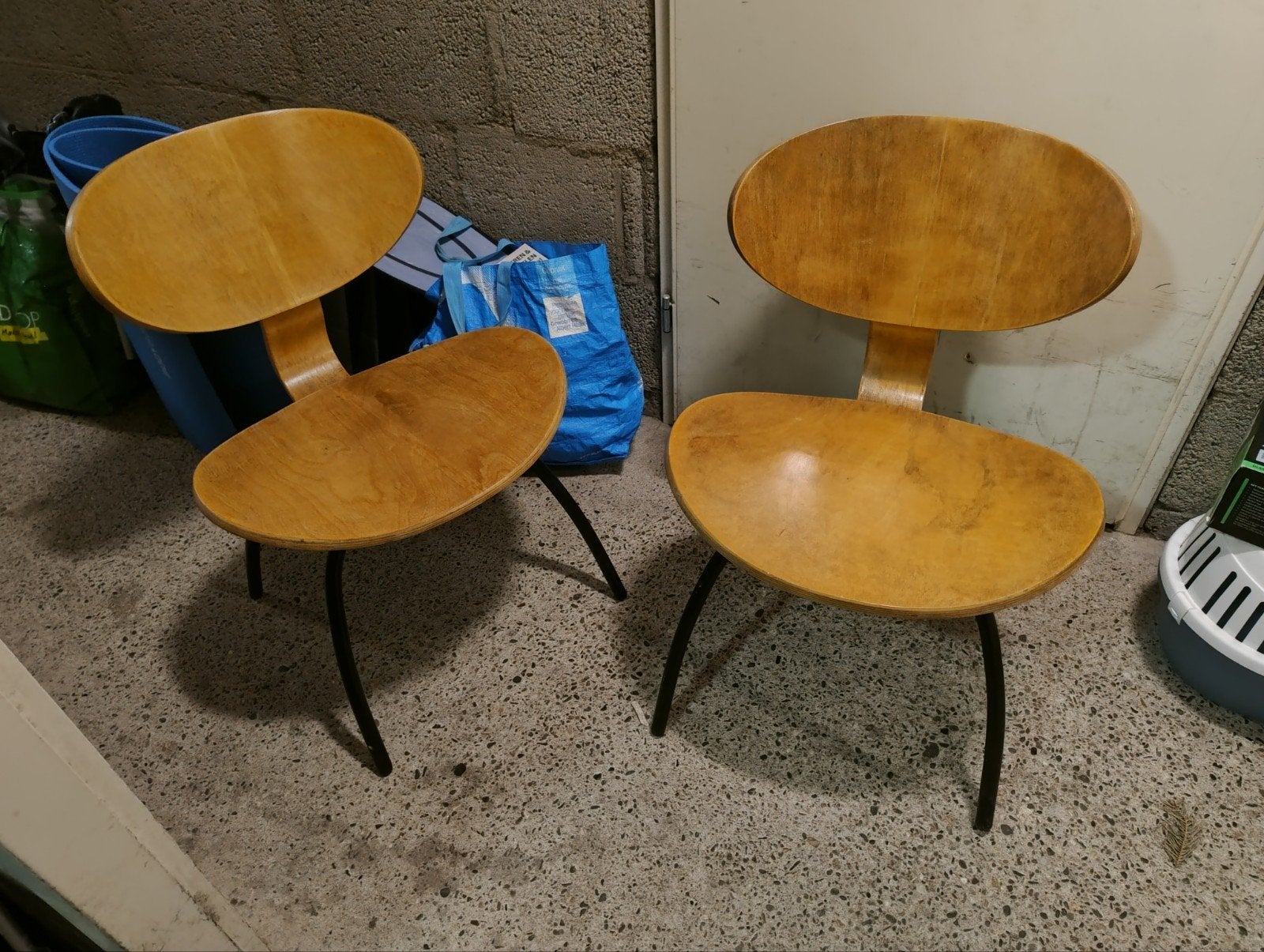Set van 2 houten stoelen, laag model, Ophalen, Zwart, Hout, Twee