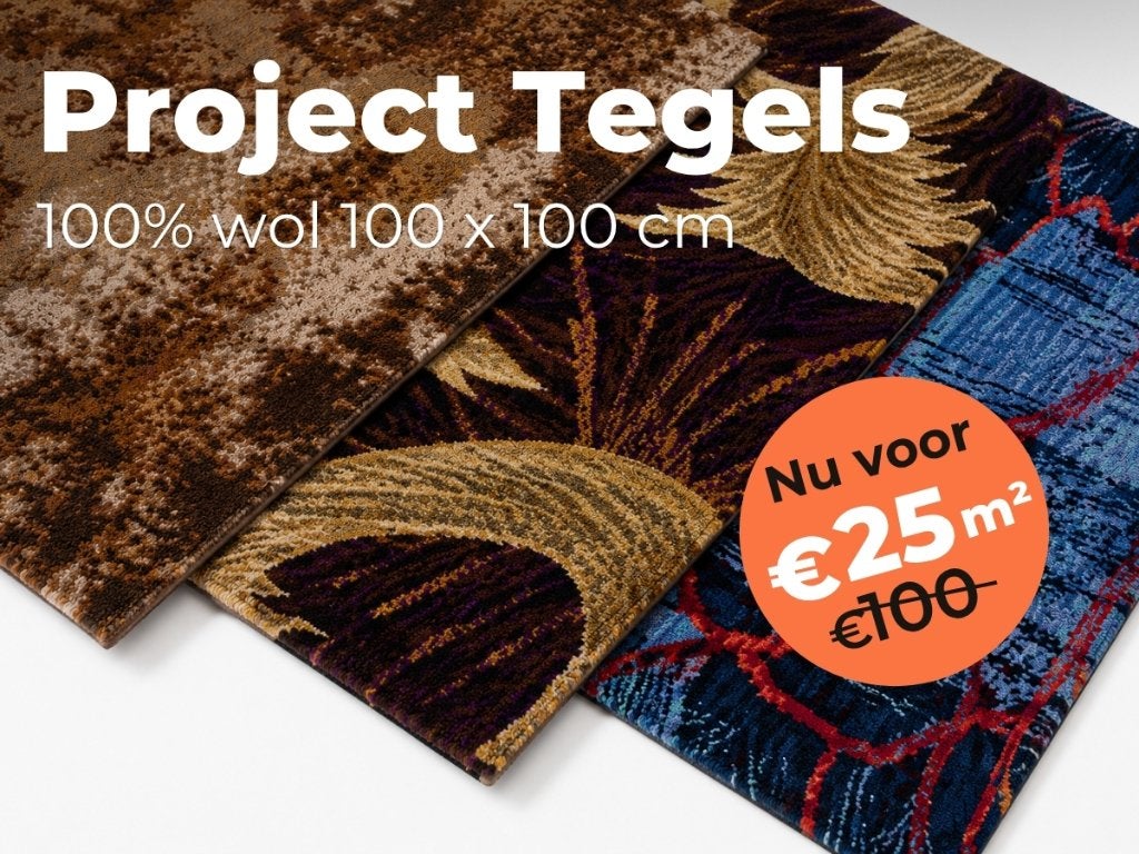 Project Tegels 100% wol 100 x 100 cm, Ophalen, Grijs, 50 tot 100 cm, Vierkant