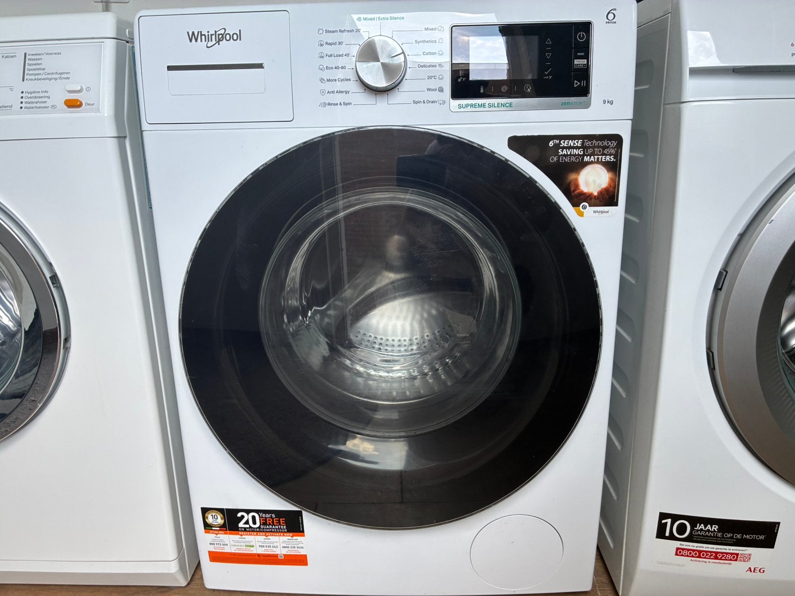 In nette staat Jong Whirlpool Supreme Silence 9Kg Steam Refr, 1200 tot 1600 toeren, 8 tot 10 kg, Ophalen of Verzenden, Voorlader