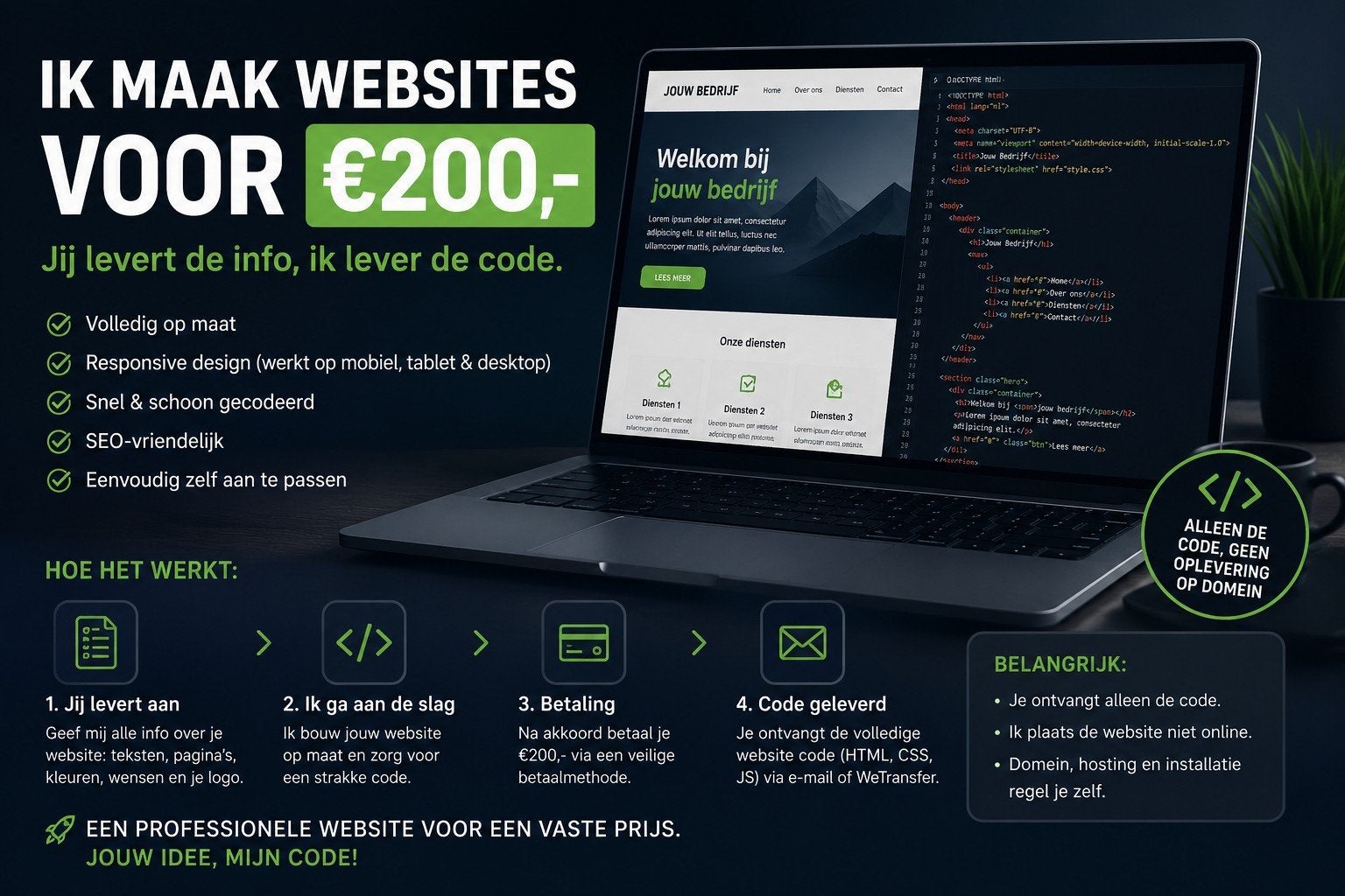 Professionele website op maat - €250,-
