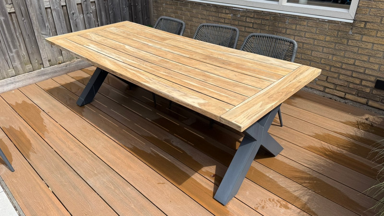 Teak hout tuintafel, Tuin en Terras, Tuintafels, Ophalen, Zo goed als nieuw, Rechthoekig, Teakhout