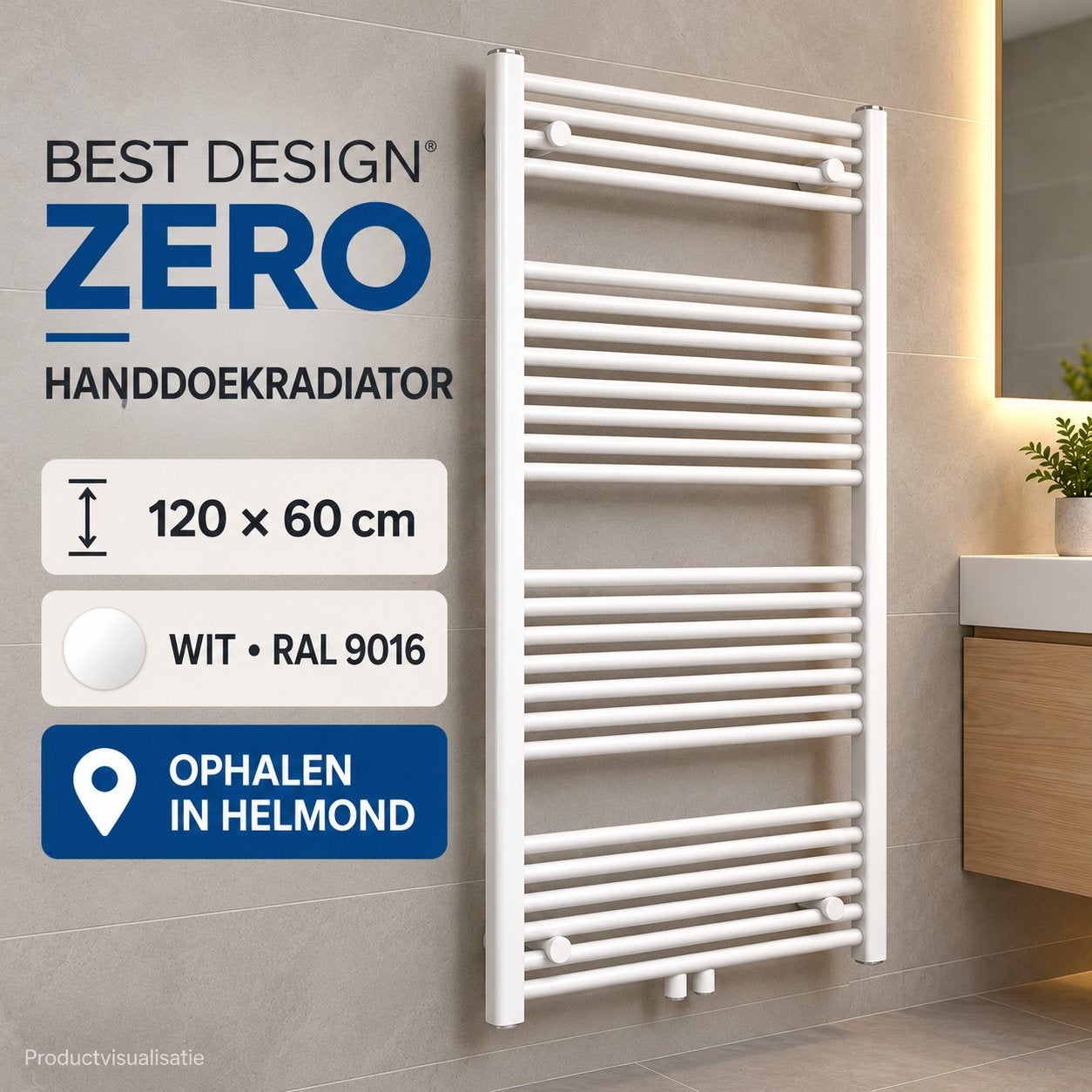 9 Best Design ZERO handdoekradiator 12060, Ophalen, Radiator, Nieuw, 60 tot 150 cm