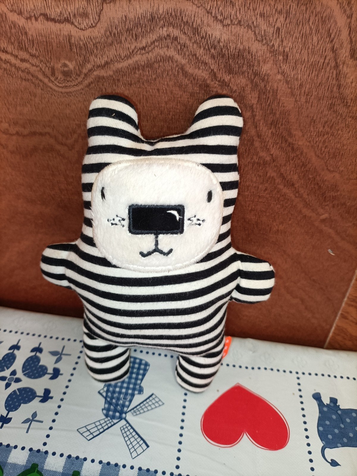 Hema hond knuffel zwart wit gestreept 20 cm, Ophalen of Verzenden, Zo goed als nieuw, Hond