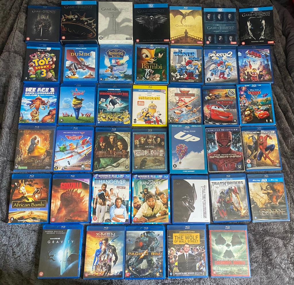 40 Blu-Ray's o.a. Disney en Game of Thrones, Ophalen of Verzenden, Zo goed als nieuw, Tekenfilms en Animatie, Boxset