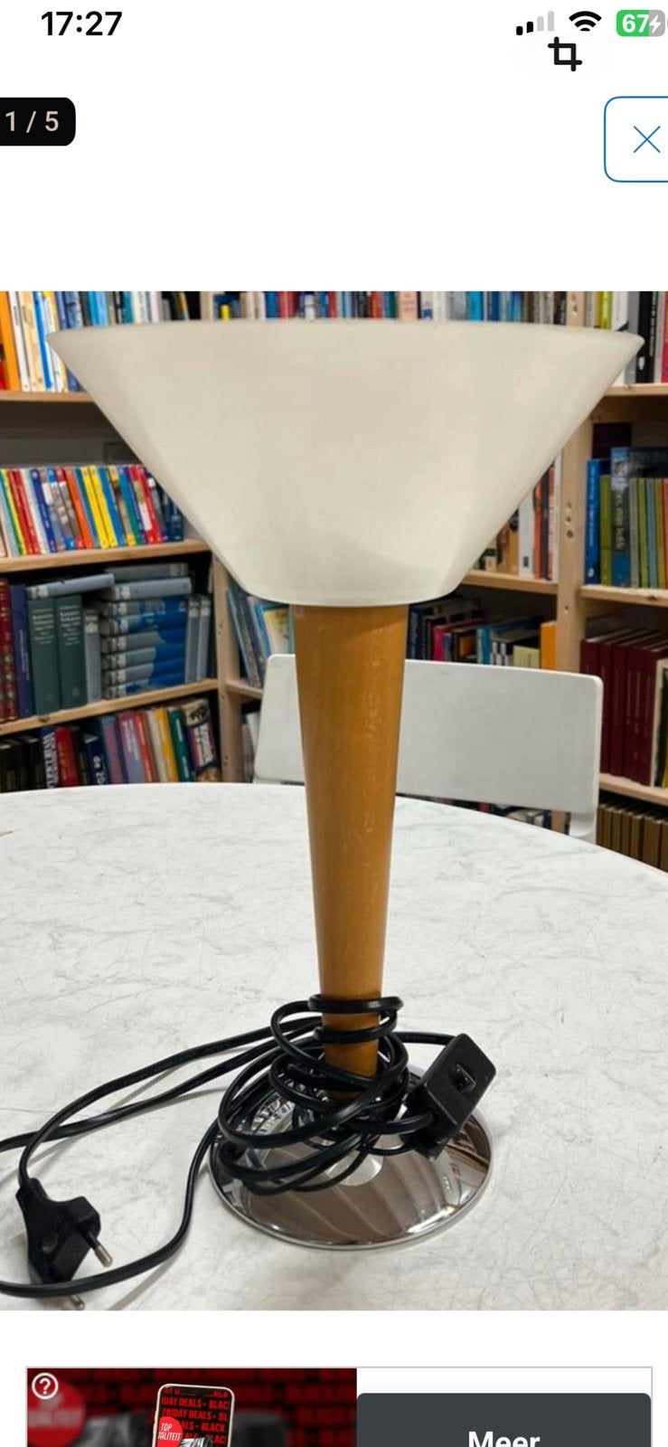 VINTAGE UPLIGHTER.   —  TAFELMODEL., Ophalen of Verzenden, Gebruikt, Hout, Minder dan 50 cm