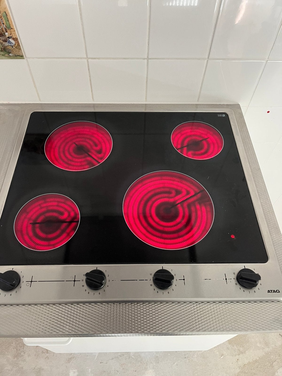 ATAG Keramische Kookplaat - 4 Kookzones, Gebruikt, Minder dan 85 cm, 60 cm of meer, Keramisch
