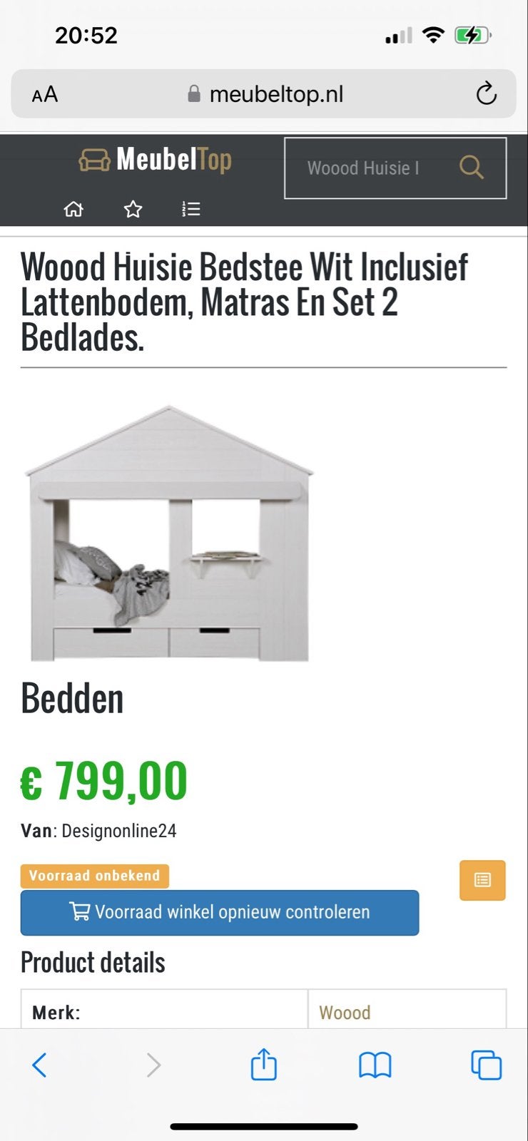 Kinderbed 90x200 - Wit Huisje Bedstee met Lades, Gebruikt, 90 cm, Eenpersoons, Wit