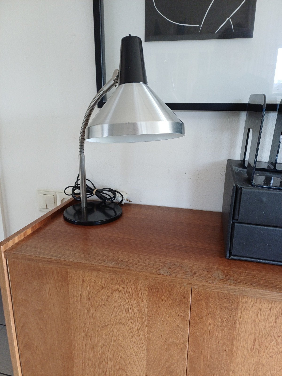 Hala vintage bureaulamp met een flexibele zwanenhals, Bureaulamp, Gebruikt, Vintage, Ophalen of Verzenden