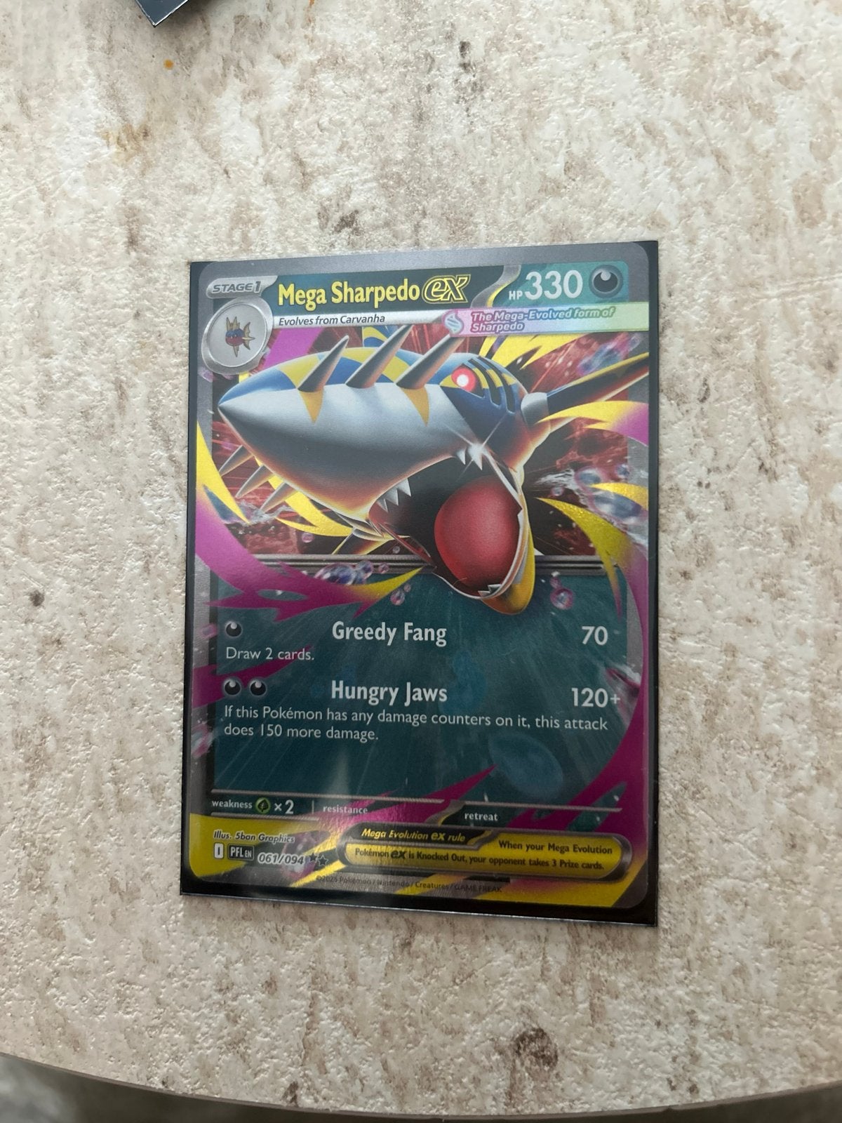 Mega Sharpedo EX Pokémon Kaart PFL 061, Ophalen of Verzenden, Zo goed als nieuw, Losse kaart, Foil