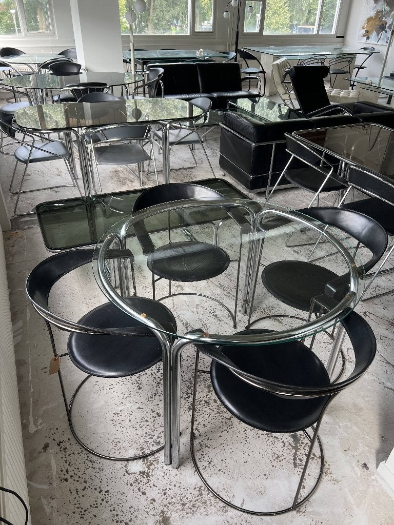 chromen tafel / glazen tafel / rookglas, Ophalen, 50 tot 100 cm, Glas, Ovaal