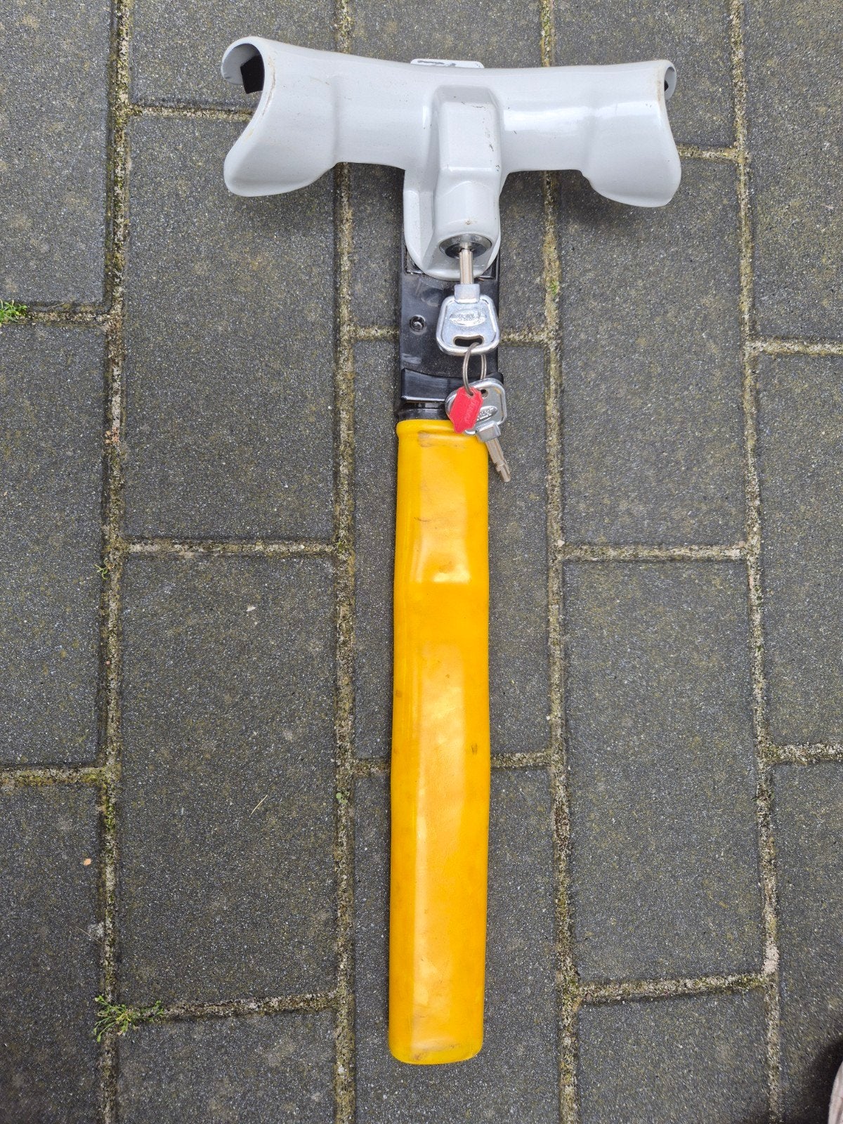 Gele stuurslot met sleutels voor auto, Ophalen of Verzenden, Gebruikt
