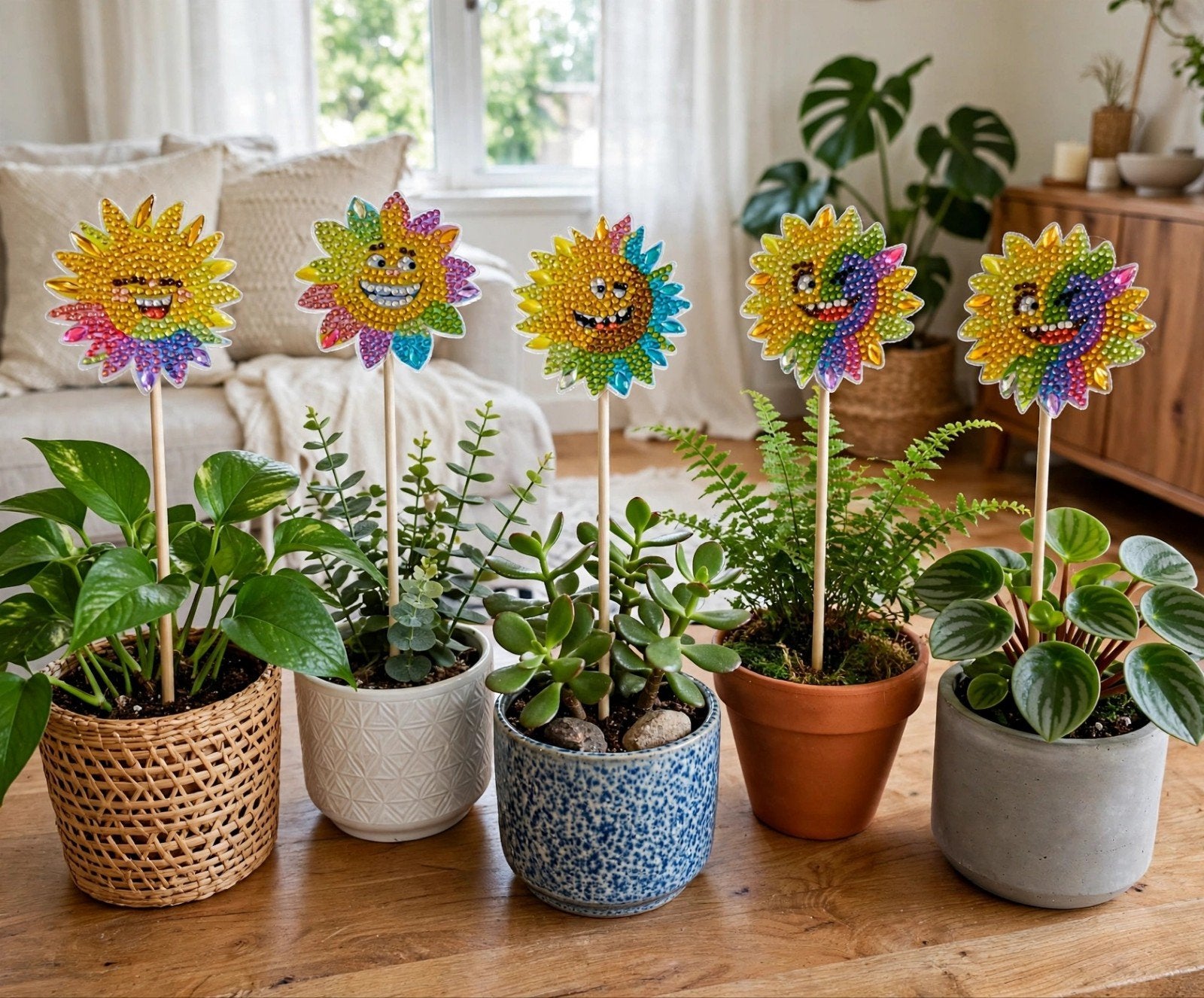 Vrolijke Plantensteker - Diamond Painting Zonnebloem, Tuin en Terras, Ophalen of Verzenden, Nieuw